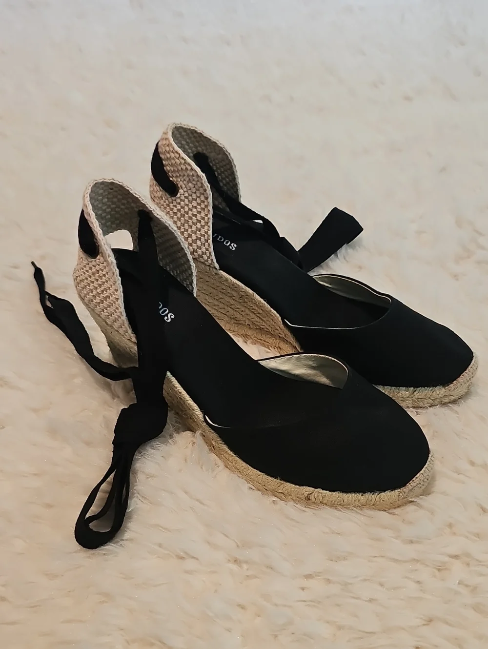 Soludos Black Tall Wedge Espadrille - Size 7.5